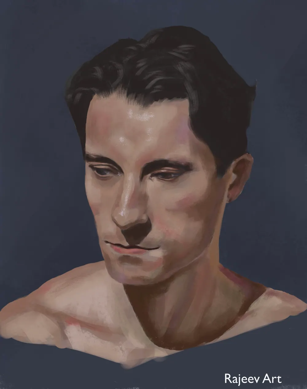Portrait of a man looking down