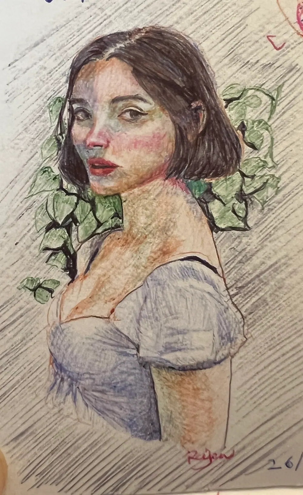 Portrait of a woman with ivy