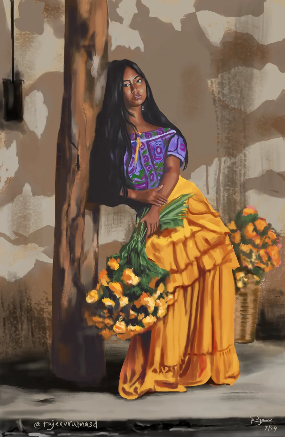 Woman holding orange flowers